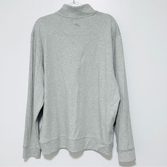 Tommy Bahama Martinique Half Zip XL Light Heather Gray 100% Pima Cotton - Picture 4 of 9
